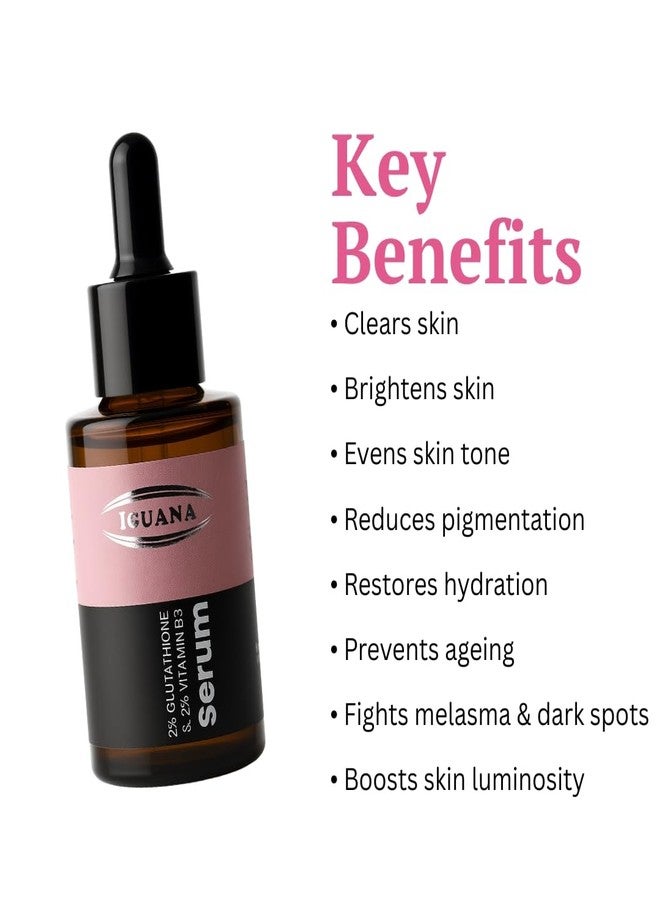 iguana Glutathione Vitamin B3 Skin Brightening Serum, 30ml, All Skin Types, Cleanses, Brightens - Image 3
